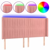 Cumpara ieftin Tablie de pat cu LED, roz, 203x16x118/128 cm, catifea