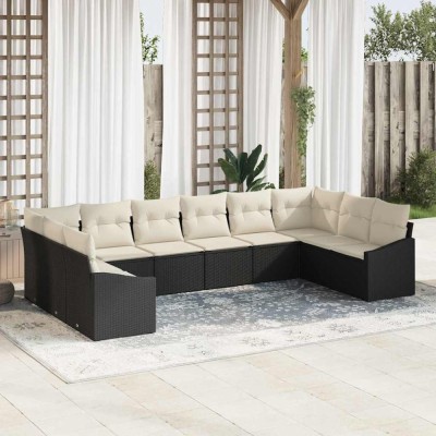 vidaXL Set de canapele pentru grădină 10 pcs Negru Rattan poli 3346897 foto