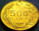 Cumpara ieftin Moneda 500 LIRE - TURCIA, anul 1989 *cod 3448 = UNC + Luciu de Batere, Europa