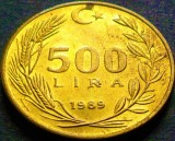 Cumpara ieftin Moneda 500 LIRE - TURCIA, anul 1989 *cod 3448 = UNC + Luciu de Batere, Europa