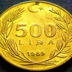 Moneda 500 LIRE - TURCIA, anul 1989 *cod 3448 = UNC + Luciu de Batere