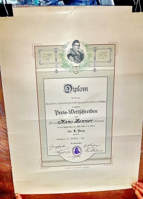G85-I- Diploma de STENOGRAFIE 1926 Germania pe carton stare buna. foto
