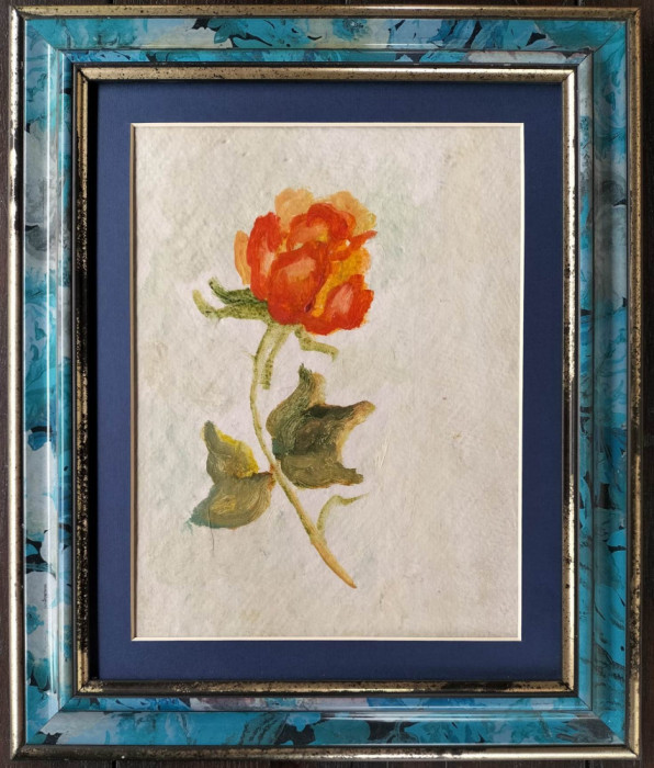 Trandafir- pictură realizată de Maria Vagyon (n. 1957)