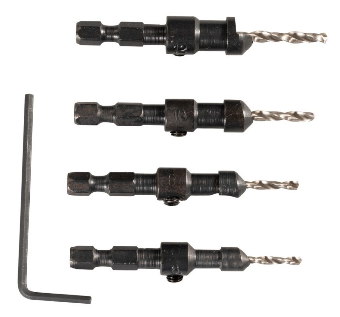Set 4 burghie lemn, cu zencuitor, Makita D-73455