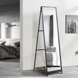 Oglinda de podea, en.casa, PXIT-0153 Ruffano, 160 x 44 x 59,5 cm, metal negru, reglabila, cu raft HausGarden Leisure