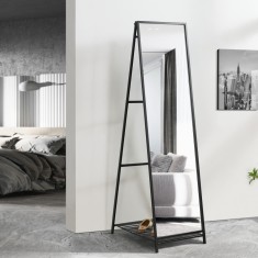 Oglinda de podea, en.casa, PXIT-0153 Ruffano, 160 x 44 x 59,5 cm, metal negru, reglabila, cu raft HausGarden Leisure