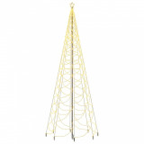 Pom de Crăciun cu st&acirc;lp de metal, 1400 LED-uri, alb cald, 5 m