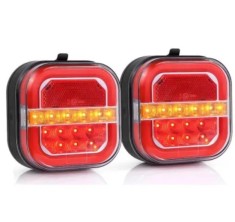 Set 2 Stopuri Auto LED Spate, Universale, pentru Remorca, Camion si Trailer, utilaje agricole, 12-24V, Semnalizare dinamica, Pozitie, STOP, rosu galbe