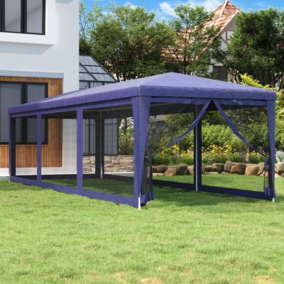vidaXL Cort de petrecere cu 8 pereți din plasă, albastru, 3x9 m, HDPE foto