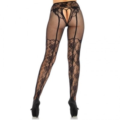 LEG AVENUE - STOCKING FLOWERS DESIGN BACK CROTHLESS ONE SIZE foto
