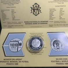 Moneda 100 lei 1998 Campiontul mondial de fotbal Franța BNR