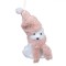 Ornament Brad Crăciun, Ursuleț Alb, Căciulă roz, Fular Roz, 15cm, Spumă