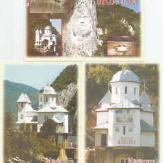 Romania, Cazanele Dunarii, Manastirea Mraconia, 3 c.p. ilustrate necirculate
