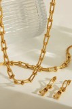 Set Colier, Bratara Si Cercei Din Inox Placat Cu Aur 18K &ndash; Bijuterii Femei Stil