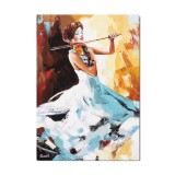 Tablou pictat manual living, hol, dormitor, Violonista, creatie, 70x50cm ulei pe panza in cutit cu efect 3D
