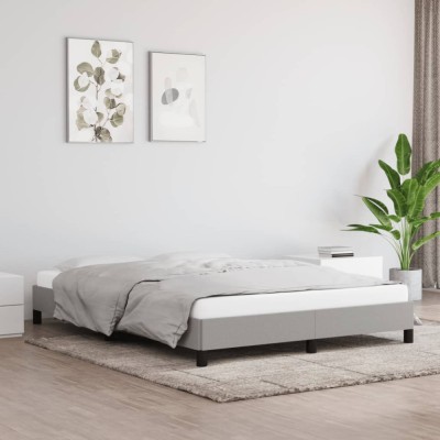 vidaXL Cadru de pat fără saltea, gri deschis, 140x190 cm, textil 346712 foto