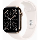 Apple Watch Series 11, GPS + Cellular, 46mm, Gold Titanium Case, Light Blush Sport Band, M/L