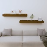 Gossi rafturi de perete 2 buc. maro miere 80x12x9 cm lemn masiv pin