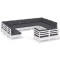 Set mobilier gradina cu perne, 11 piese, alb, lemn masiv de pin