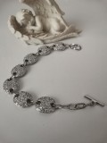Bratara-inox placata Aur alb 18k,cristale
