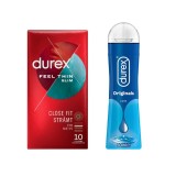 Pachet Durex Prezervative Slim Fit 10 bucati + Lubrifiant Originals 50 ml