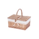 Cumpara ieftin Cos depozitare lemn rachita maro textil alb 34 x 26 x 32 cm