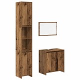 Cumpara ieftin Set mobilier de baie, 3 piese, lemn vechi, lemn prelucrat