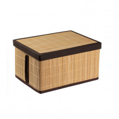 Cutie de depozitare din bambus de culoare naturala, capac si maner, 36 x 26 x 20 cm