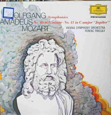 Disc vinil, LP. Symphonien Nr. 40 G-moll, Nr. 41 C-dur Jupiter-Wolfgang Amadeus Mozart, Wiener Symphoniker, Fere foto