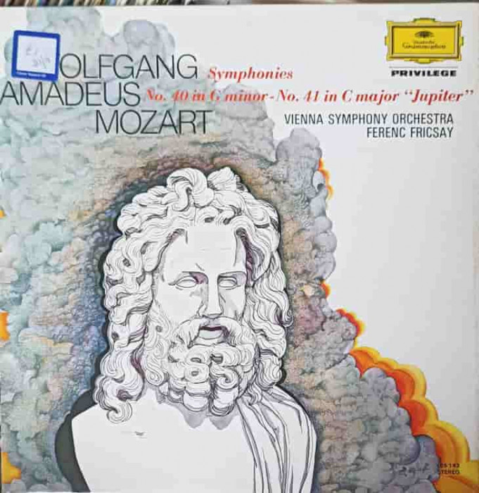 Disc vinil, LP. Symphonien Nr. 40 G-moll, Nr. 41 C-dur Jupiter-Wolfgang Amadeus Mozart, Wiener Symphoniker, Fere