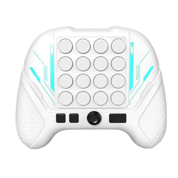 Jucarie interactiva pop it, flippy, tip consola, anti-stres, 5 moduri de joc, din abs si silicon, +3 ani, sunete si lumini model controller, alb