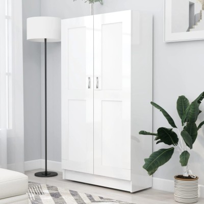 vidaXL Bibliotecă, alb extralucios, 82,5 x 30,5 x 150 cm, PAL foto