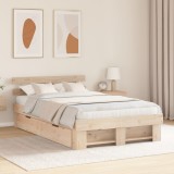 vidaXL Cadru de pat cu sertar cu headboard cu depozitare Maro 120 x 200 cm Lemn de brad