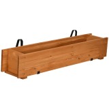 Outsunny Jardinieră dreptunghiulară din lemn pentru grădină, de suspendat, cu 2 c&acirc;rlige 91 x 18 x 16,5 cm maro | Aosom Romania
