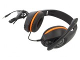 Căști cu microfon negru-portocaliu Jack 3,5mm 2m