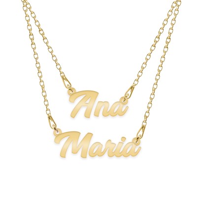Double Name - Colier personalizat cu doua nume din argint 925 placat cu aur galben 24K foto