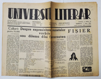 UNIVERSUL LITERAR , SAPTAMANAL , ANUL L , NR. 24 , SAMBATA , 7 IUNIE , 1941 foto