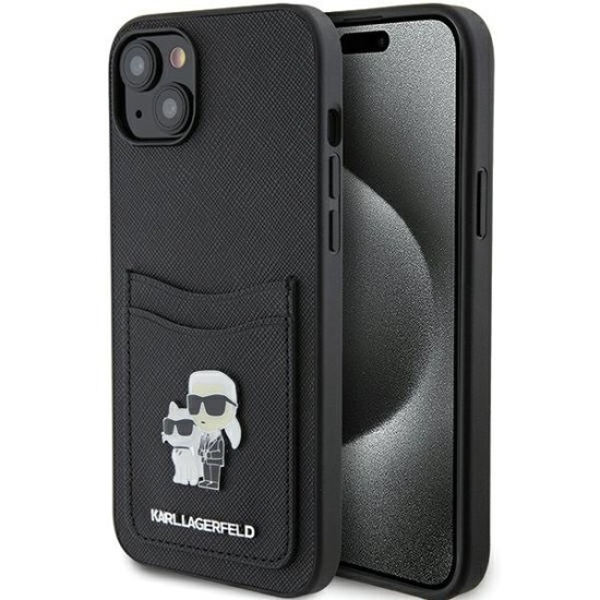 Husa pentru iPhone 15 / iPhone 14 / iPhone 13 - Karl Lagerfeld Saffiano Cardslot (KLHCP15SSAPKCNPK) - Karl&amp;Choupette