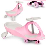 Masinuta Wiggle Car ECOTOYS Roz cu Roti LED pentru Copii de la 3 ani - Vehicul de Plimbare cu Volan Rotativ