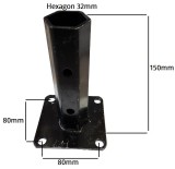 Manicot roata motocultor baza patrata (h 150mm) (ax hexagonal 32mm)