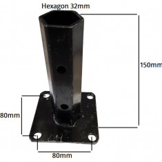 Manicot roata motocultor baza patrata (h 150mm) (ax hexagonal 32mm)