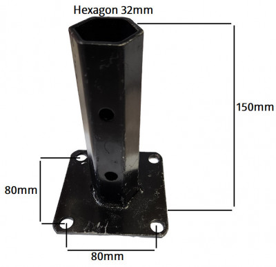 Manicot roata motocultor baza patrata (h 150mm) (ax hexagonal 32mm) foto