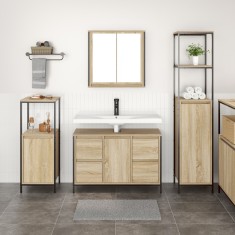 vidaXL Set de Mobila pentru Baie 3 Piese Stejar Sonoma Lemn Prelucrat foto