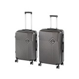 Set 2 Trolere Rigide Leziter TraveLux Pro XI Gri, ABS, 4 Roti Duble 360&deg;, Combinatie Numerica, 60L+100L