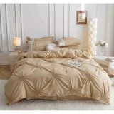 Cumpara ieftin Lenjerie de Pat Finet, Pliuri Brodate, 6 pcs -JO119 Culoare Bej Natur
