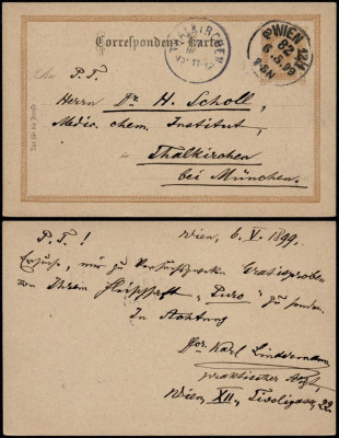 Austria 1899 Old postcard postal stationery Vienna to Thalkirrchen Germany D.860 foto