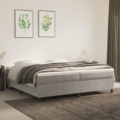 vidaXL Cadru de pat box spring, gri deschis, 200x200 cm, catifea foto