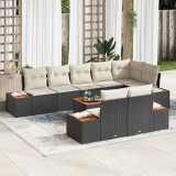 Cumpara ieftin Set de canapele pentru grădină cu pernă 9 pcs Negru Rattan poli