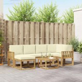 vidaXL Set Canapele Exterior Lemn Acacia Pernă Alb Crem 7 Piese Mobilă Gradină
