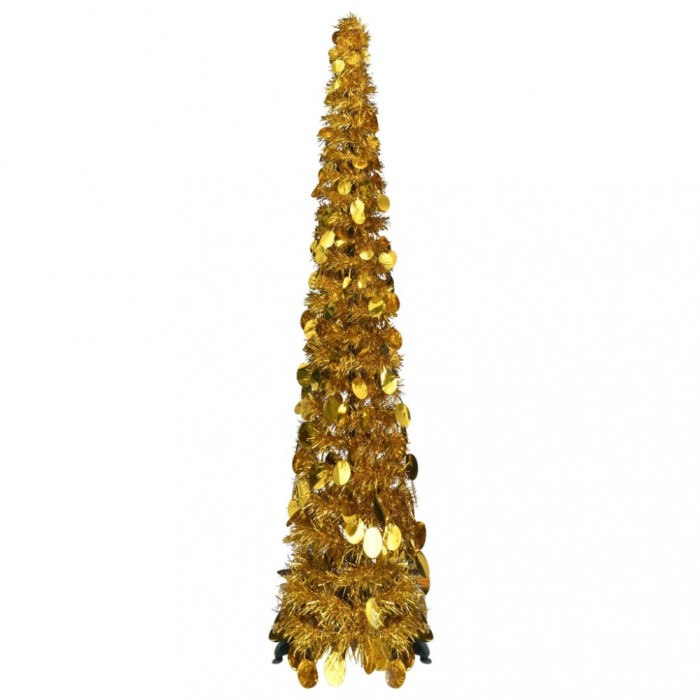 vidaXL Pom de Crăciun artificial tip pop-up, auriu, 120 cm, PET